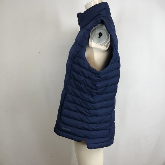 Lands End Womens Navy Quilted Puffer Vest Stand Collar Full Zip XL - Picture 6 of 9